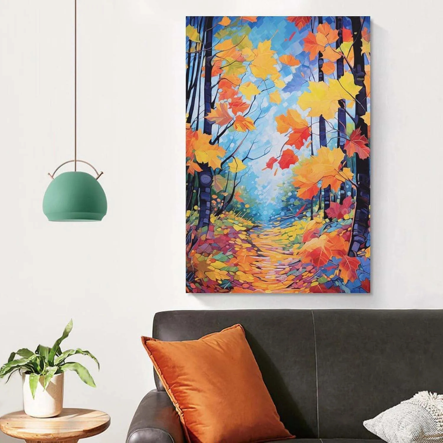 Colorful Autumn Oil Painting Abstract Forest Custom Nature Canvas Art Poster Wall Art Picture Print Modern Family Bedroom Decor