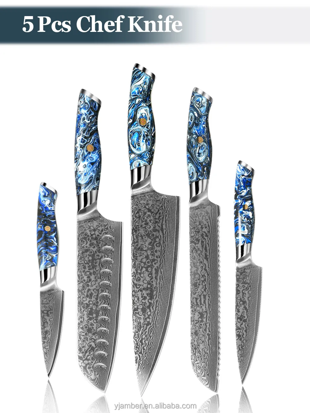 Professional Custom Japan Damascus Steelcooking Chef Knife Set Kitchen