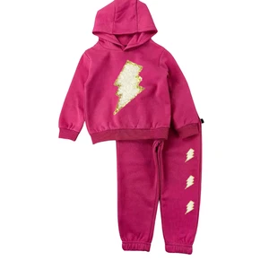 Customizable New Arrival Fleece Kids Girls Hoodie Clothing Set Two Pieces Outfit Joggers Set for Winter