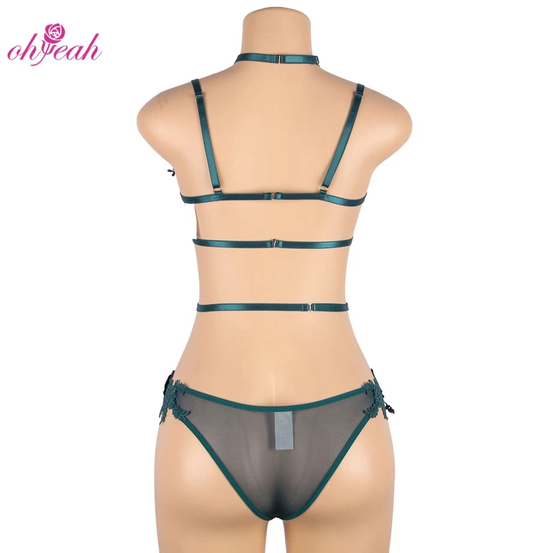 Fashion Design Plus Size Embroidery Fashion Collar Chain Bra and Panty ...