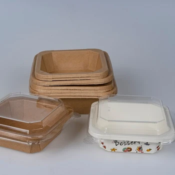 Custom cheap Packing Boxes New Product Square Hot Food Take out Rice packaging Kraft Paper Octagonal Bowl