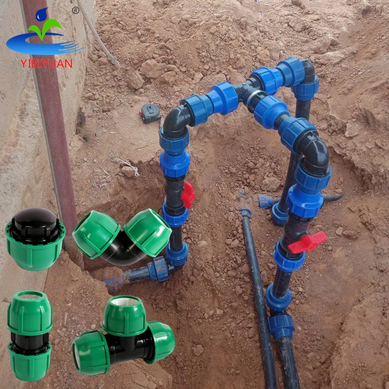 Drip Irrigation Systems Water Irrigation Pipe Connectors Coupling Elbow Valve T Compression Hdpe Pipe Fitting