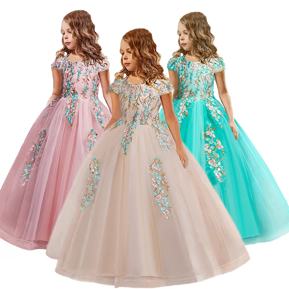 New design beauty wholesale boutique remark fashion adorable princess birthday summer children kids flower girls' dresses 12 yr