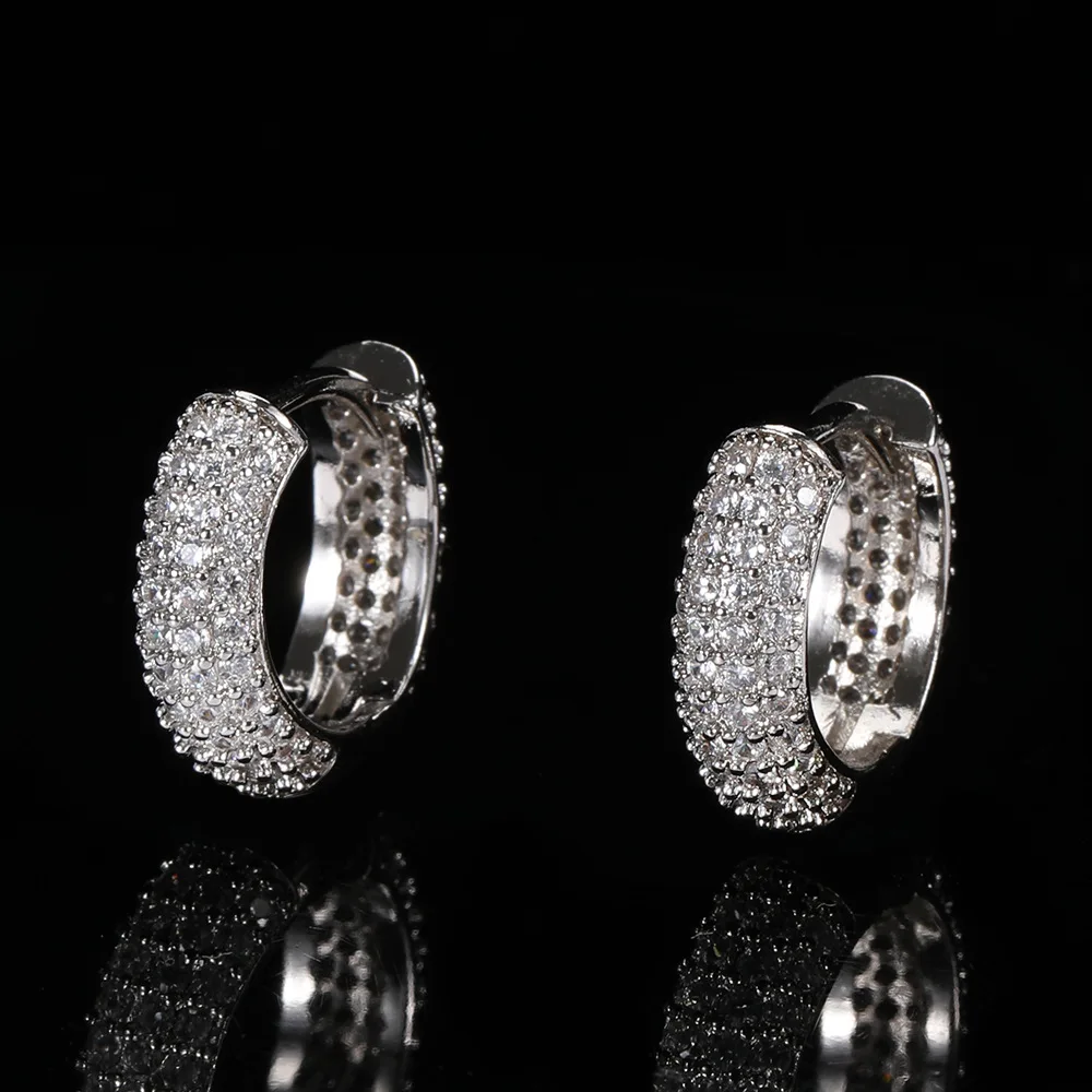 925 Sterling Silver Needle Chunky Circle Hoop Earrings Hip Hop
