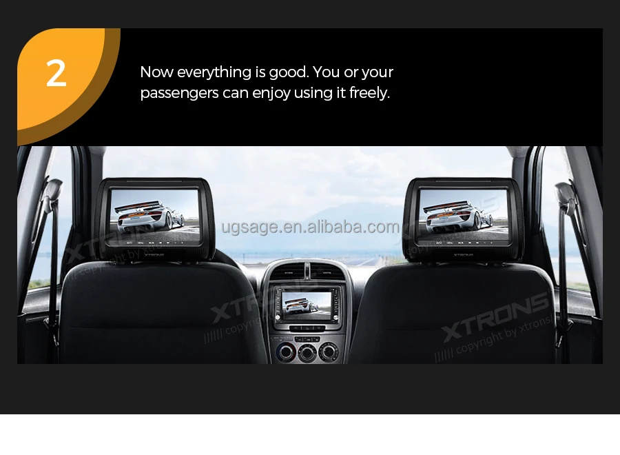 Xtrons 2x9 Inch Stylish Lcd Screen Car Headrest Monitor Dvd Player With