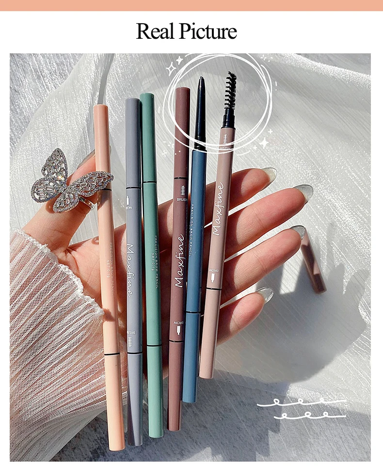 waterproof vegan eye brow pencil pen brush dual-ended ultra slim