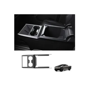 Center Console Cup Holder Panel Trim Cover (Carbon Fiber Pattern ABS) for Cybertruck