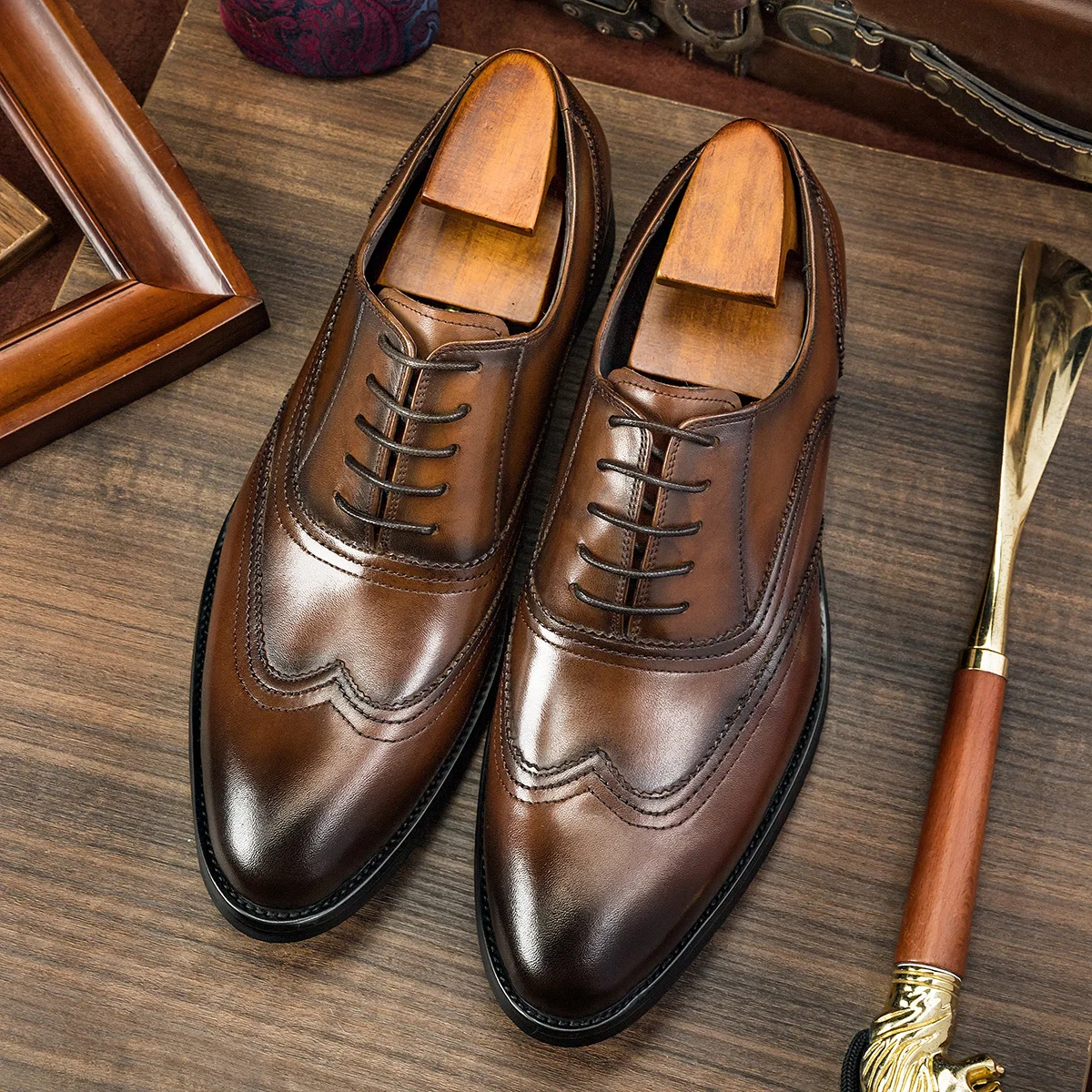 Scarpe Oxford Uomo MEIJIANA - Stringate Eleganti, Business Casual, Suola Gomma - Foto 4