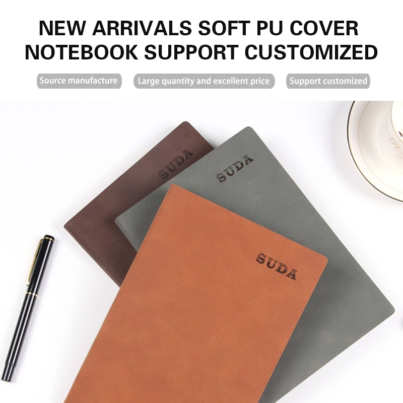High quality free sample personalized printed pu leather custom a5 soft cover dotted notebook with logo