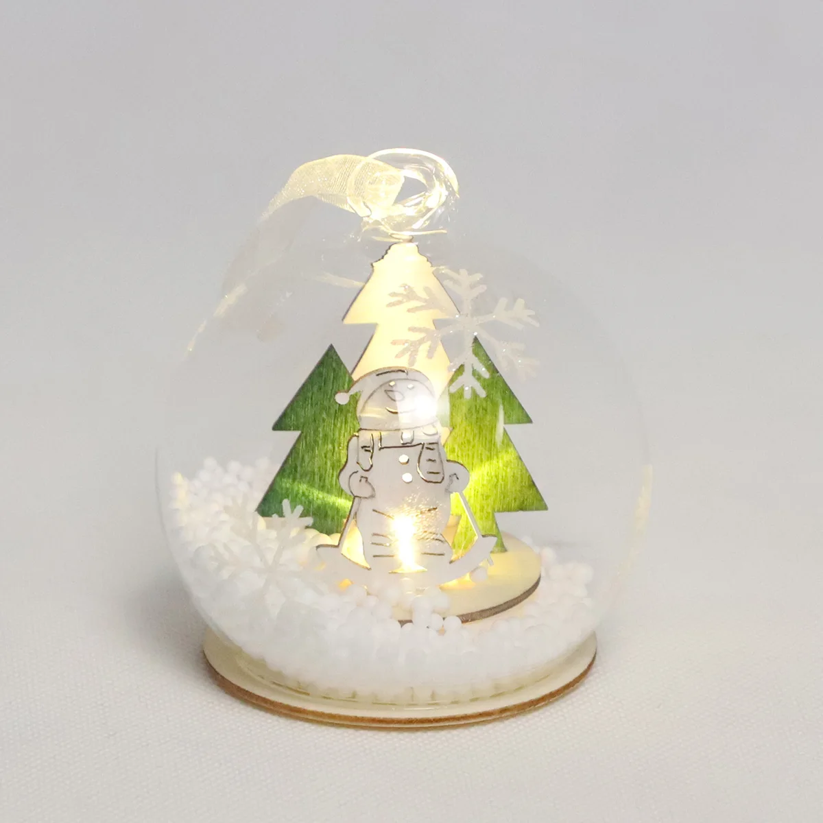 LED Lights 80mm Hanging Christmas Ball With Snow for Outdoor or Indoor Battery Operated Christmas Ornaments Balls