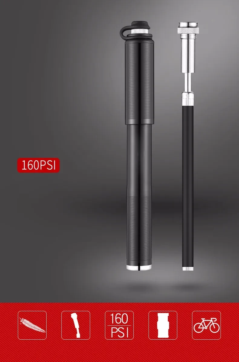 Pompe à Vélo Haute Pression Portable – Jusqu’à 120 PSI – Tête Double Valve (US/French) – Compacte, Légère (317g) - 4