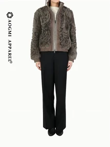 Haute Couture Fashion Ladies Custom Winter Eco-Friendly Blouson Full Sleeve Zipper Women's Wool Coat