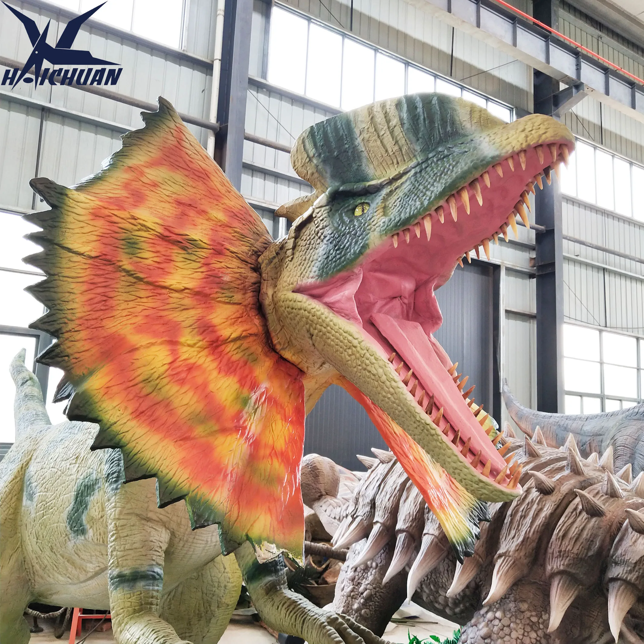 product zigong dinosaurs factory 3d dinosaur model dilophosaurus animatronic for theme park-1
