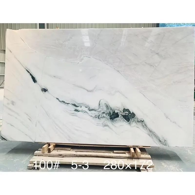product paia panda white marble big slab countertops polished finish waterproof hotel use black veins stairs tiles low price per square-2