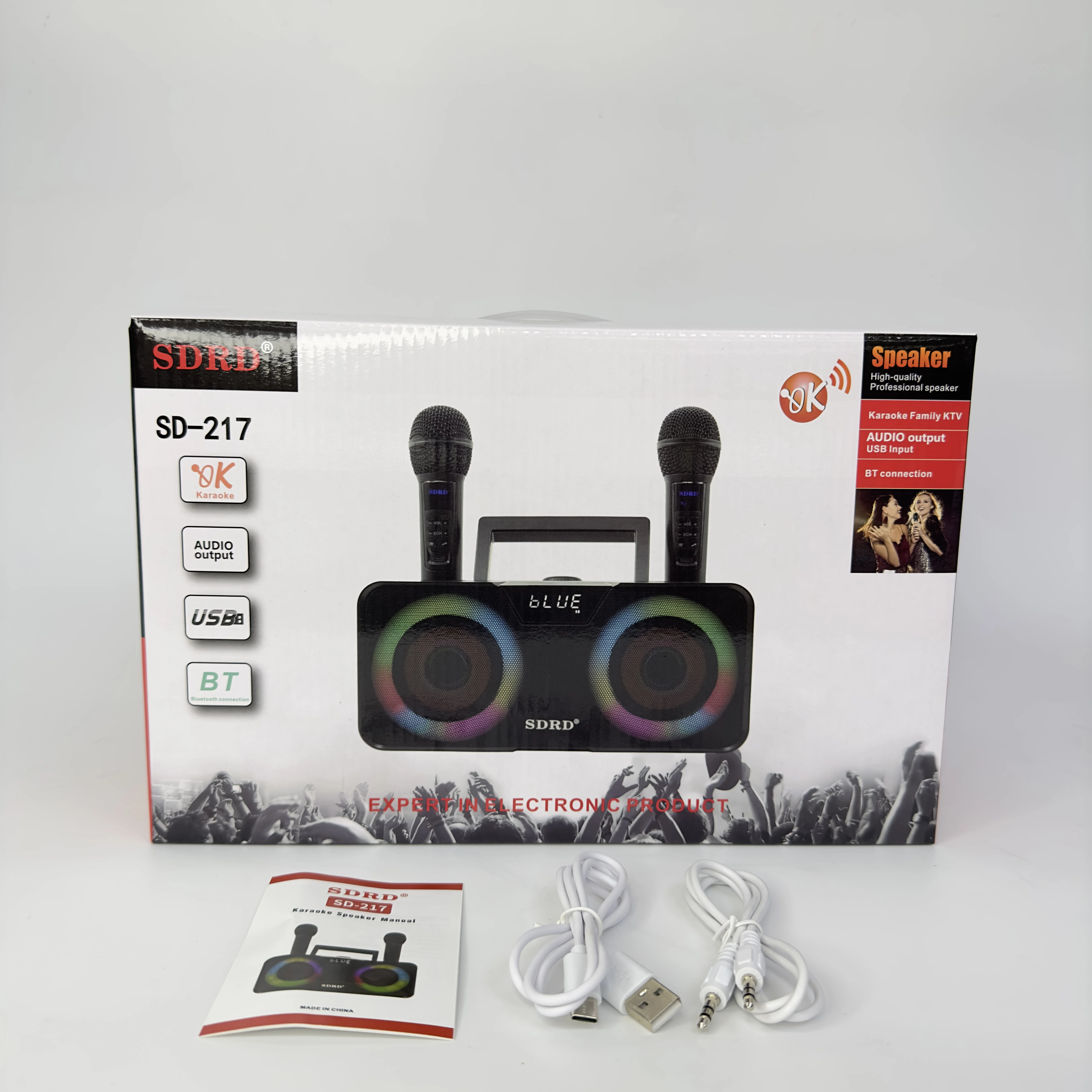 2 UHFワイヤレスマイクとLEDライト付きカラオケマシン用