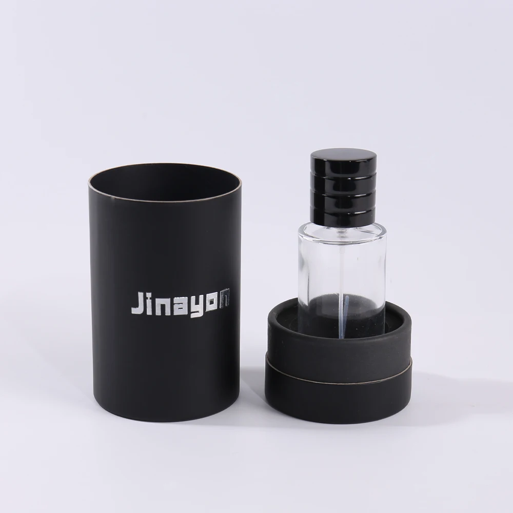 Custom Black Matt Lamination Paper Tube for Perfume Bottle Packaging Eco-Friendly Material with Logo Sticker for Cosmetics