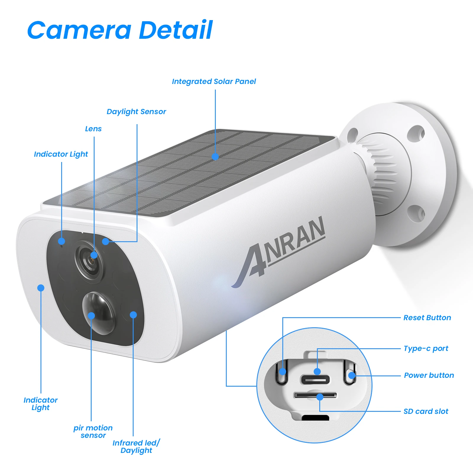 ANRAN C3-M30 Solar Camera, 3MP HD resolution - Main Image