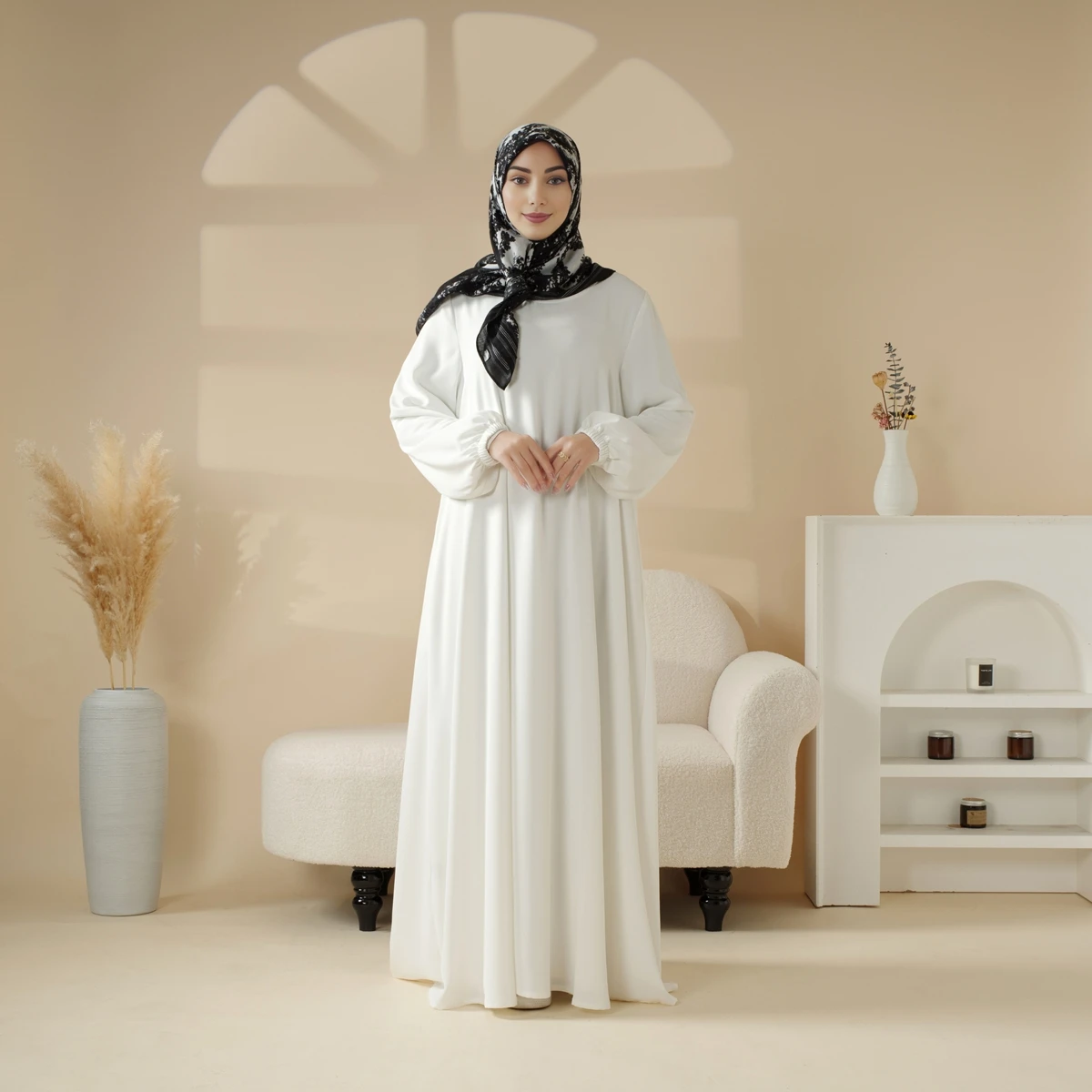 Essential Premium Versatile Pockets Umbrella Cut Abaya Muslim Long Sleeve Dress Prayer Abaya Islamic Clothes Keffiyeh Abaya