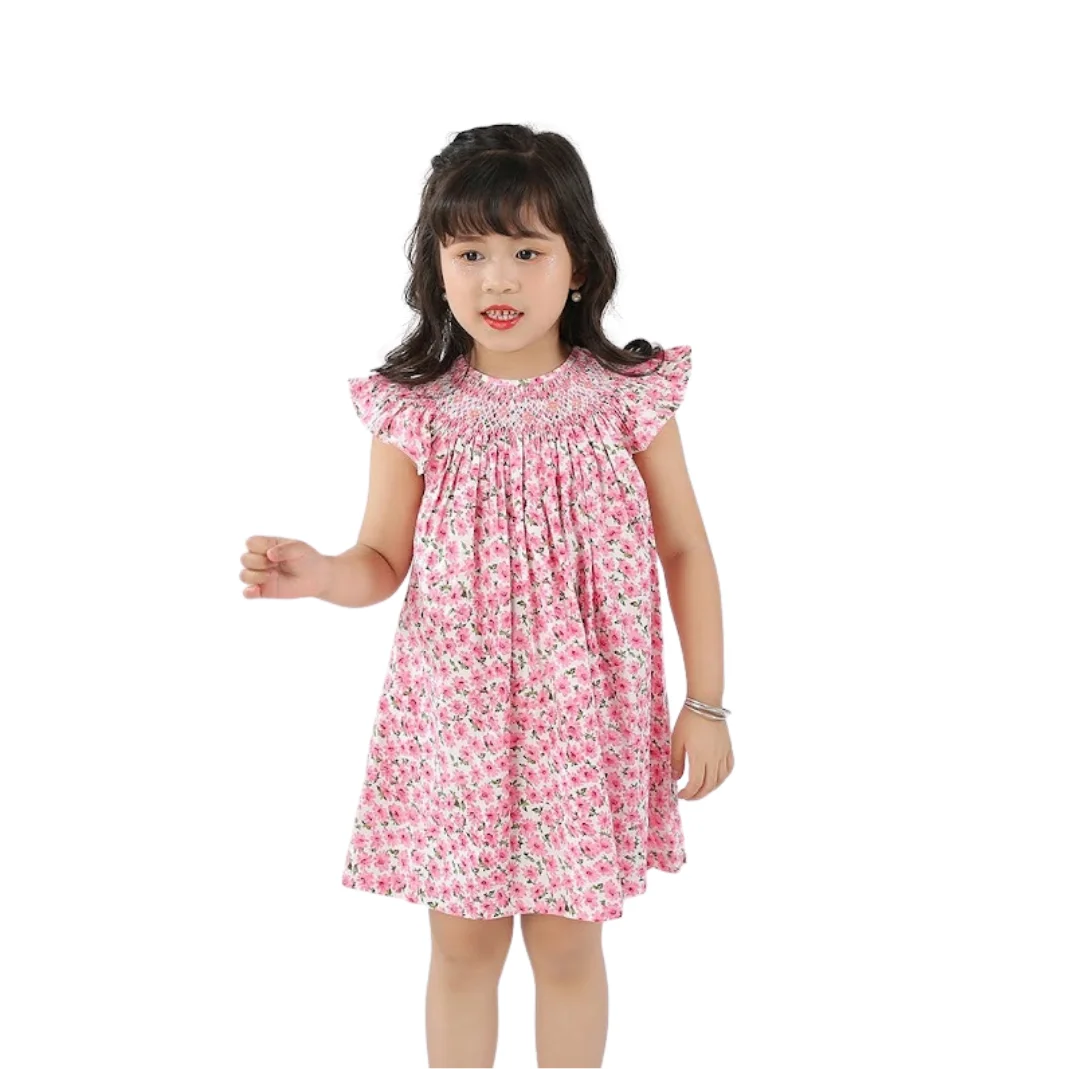 Wholesale Baby Dresses Flower Children Smocked Dress Kids For Girls Handmade Odm Oem For 8m To