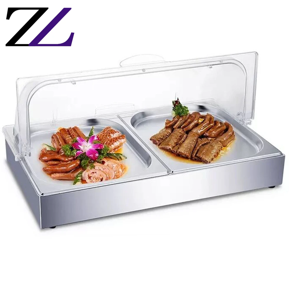 Keep Fresh Oblong Counter Top Acrylic Cover Food Cake Sushi Ceramic Tray Plate case Buffet Equipment Salad Cold Food Display