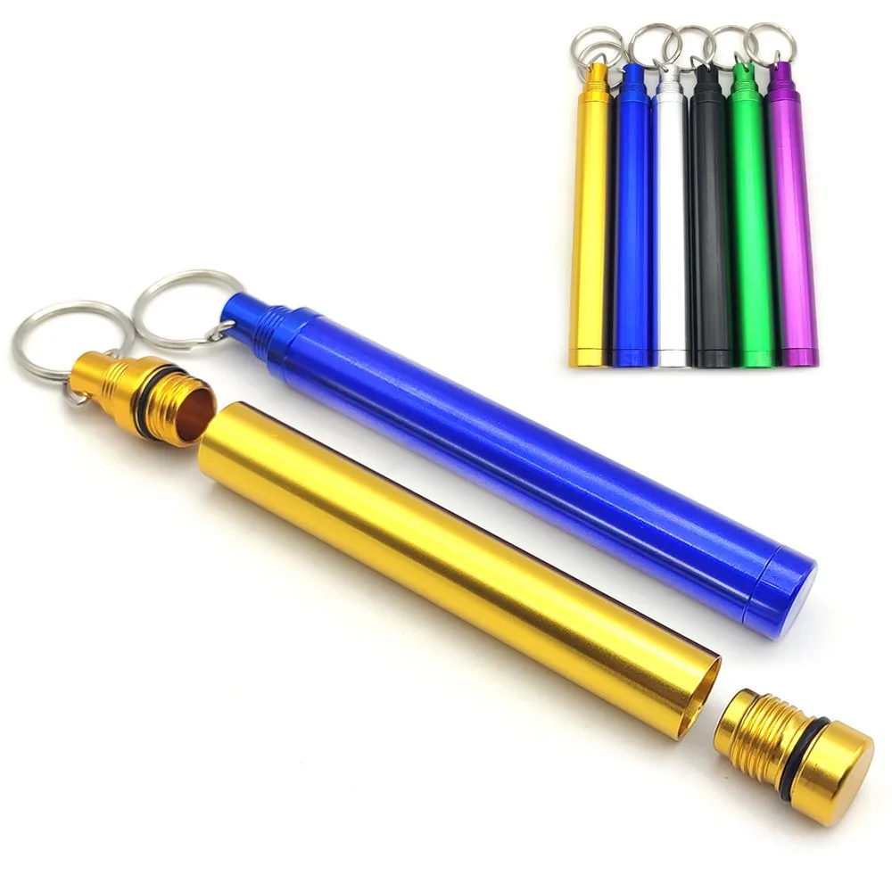 Pre Tube Rolling Paper Packing Metal Tube Aluminum Alloy Dry Herb Smoking Cigar Storage Cones Tube Container With Key Chain Ring