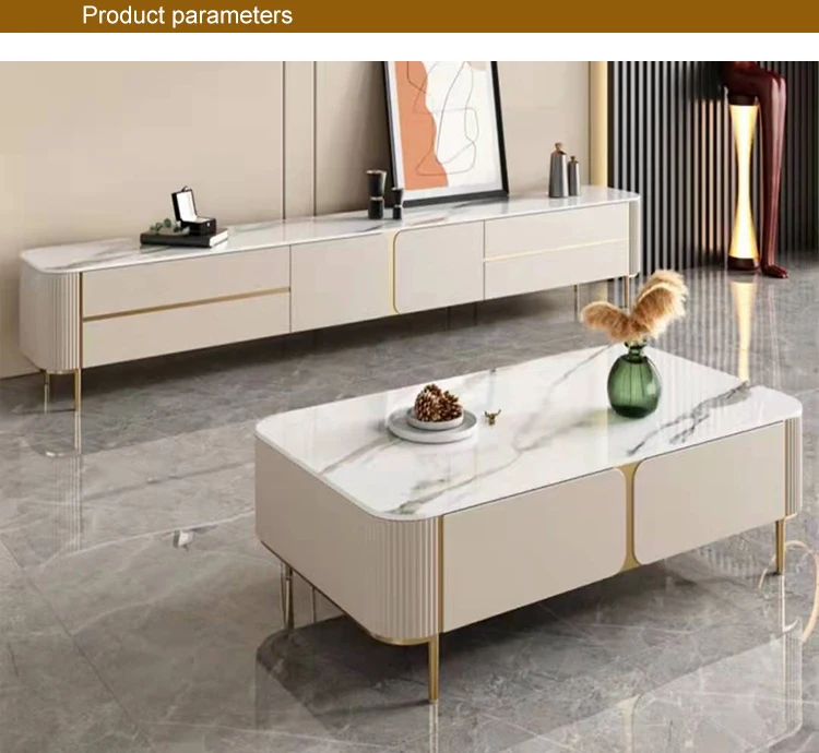 Custom Luxury Modern Marble Coffee Table Tv Stand For Living