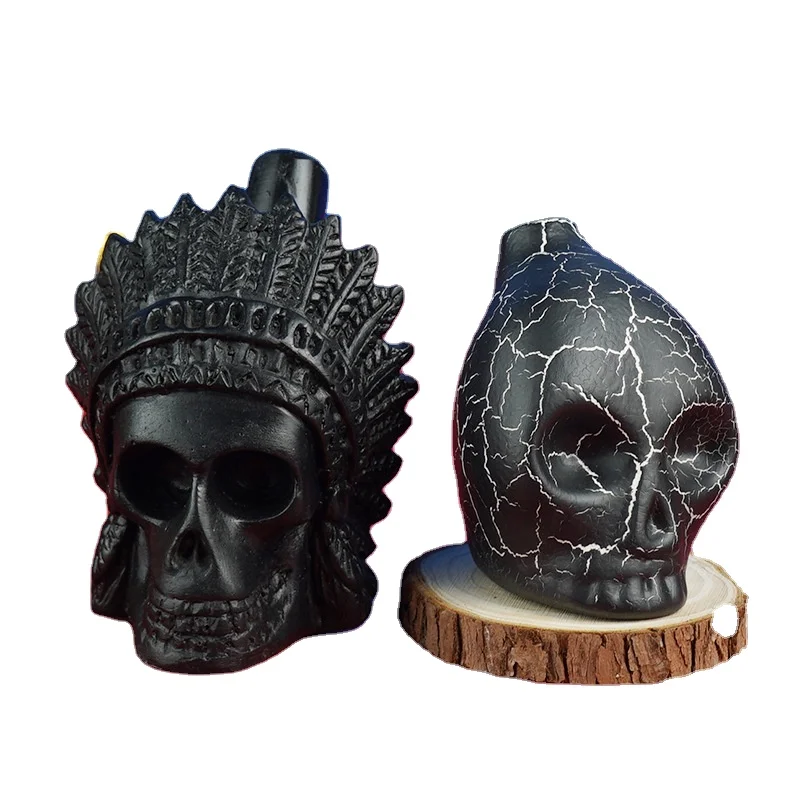Aztec Death Whistle – Handcrafted Ceramic Skull Whistle for Terrifying Screams, Perfect for Halloween & Dia De Los Muertos – Authentic Aztec Whistle (Black and Orange