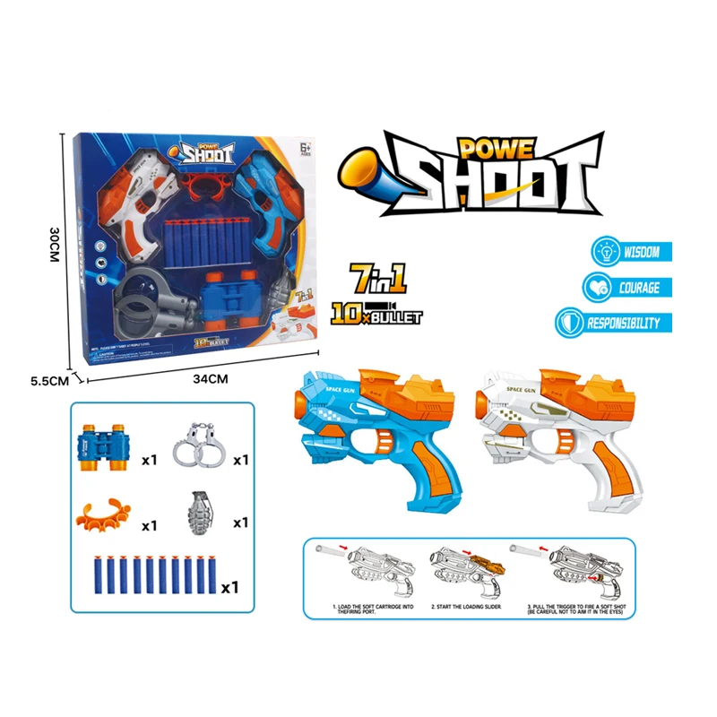 Soft EVA Bullet Blaster Gun Set with Darts Shooting Game Foam Toy Guns for Boys Kids Gifts