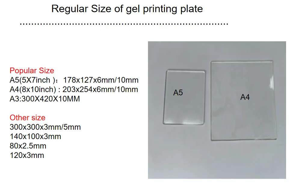 Plaque D'Impression En Gel, 5x7 Et 8x10 Pouces Plaques De Gel