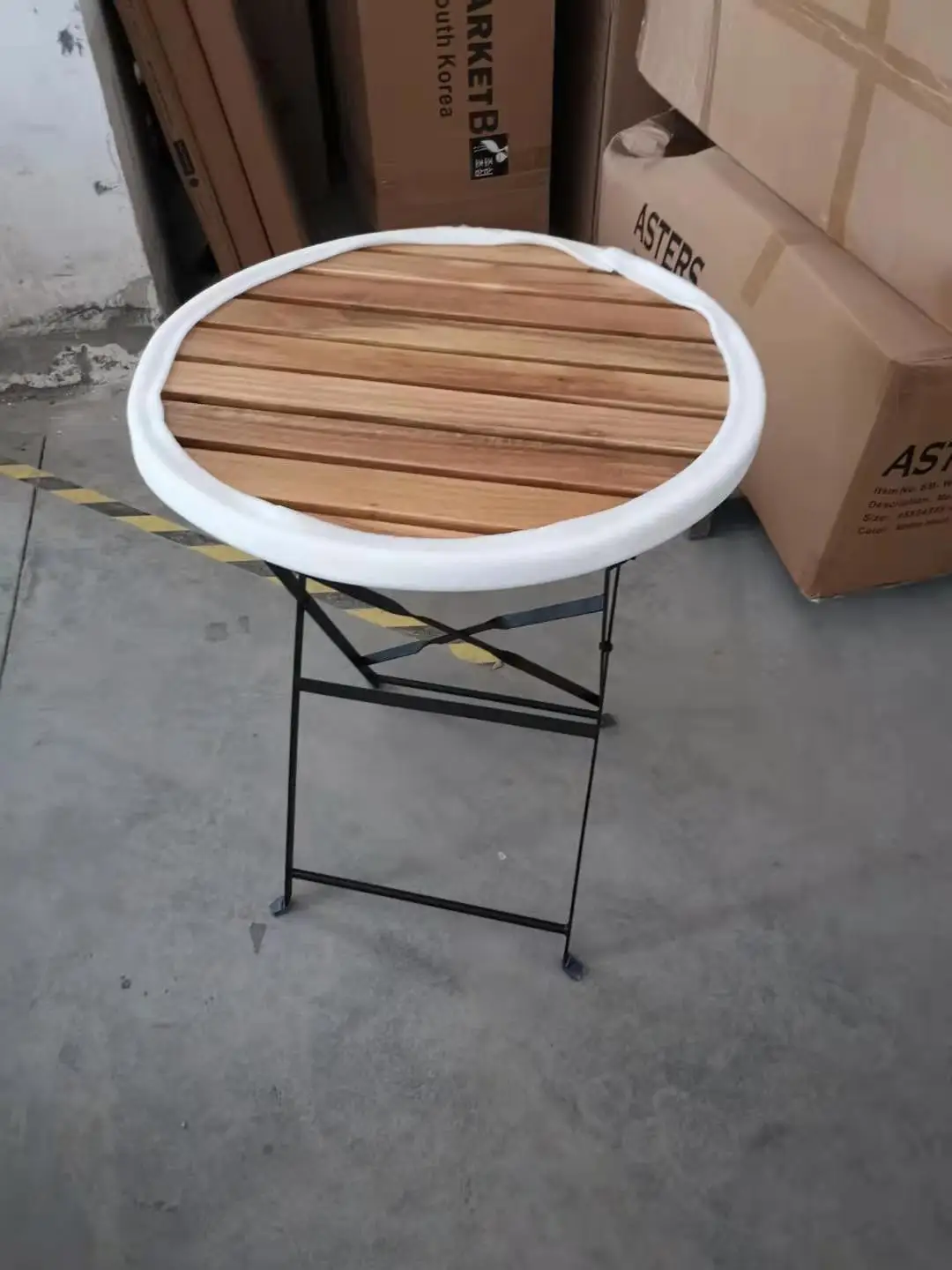 Outdoor Metal Frame Acacia Wood 3pcs Bistro Garden Set Folding Garden