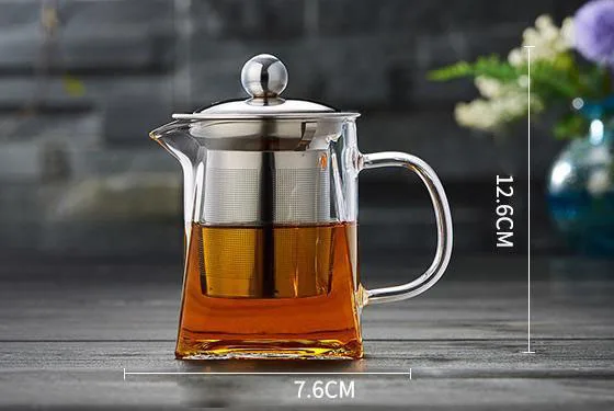 Hot Sale Stocked 350ml 550ml 750ml eco-friendly transparent heat resistant glass teapot supplier