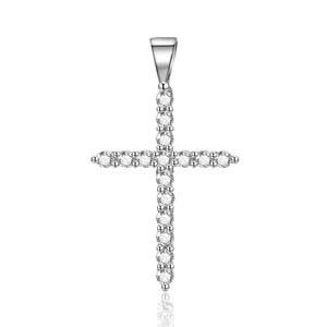 POLIVA 925 Sterling Silver Cross Christian Pendant Rhodium & Gold Plated with Zircon Chic Christian Charm Pendants