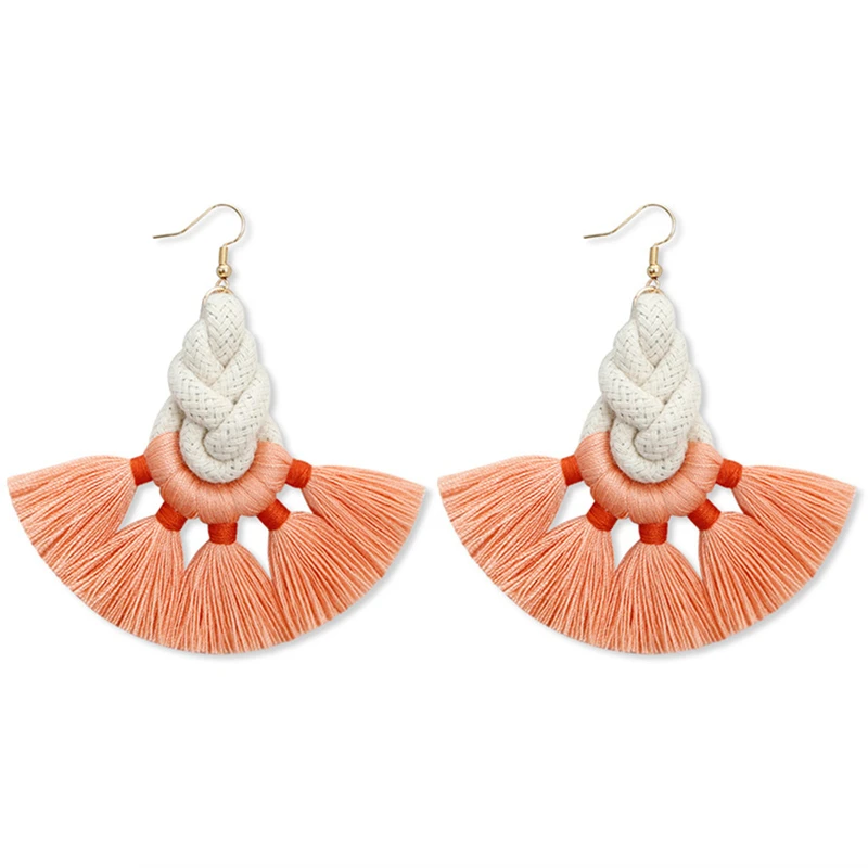 fan shaped tassel earrings