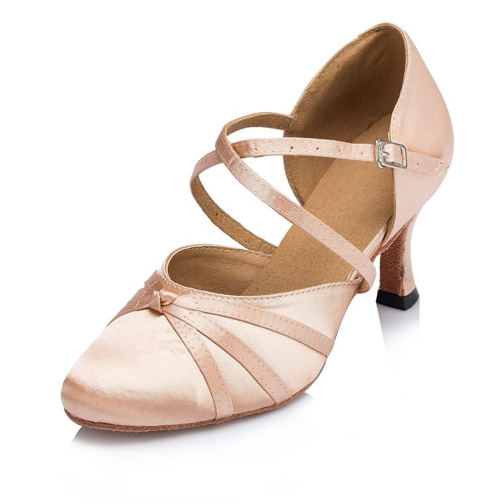 
Женские атласные туфли для танцев L117, розовые туфли на тонком шнурке высотой 7,5 см, оптовая продажа 