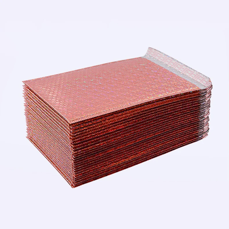 Free sample logistics packaging metallic bubble envelopes aluminum padded envelopes custom rose gold bubble mailers with logo