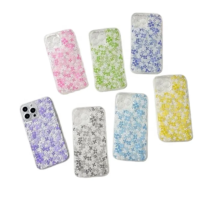 Laudtec Cute Clear Flower Floral Pattern Design Case for iPhone 15 pro max Slim Soft TPU Protective  Floral Shockproof  Case