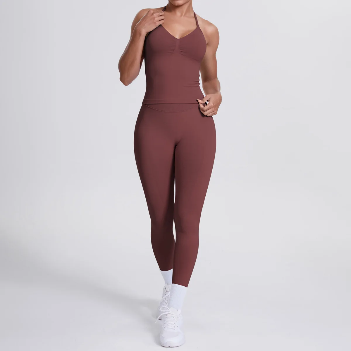 High-Waisted Seamless Yoga Sports Suit Halter Neck Quick-Dry Fitness Running Wear Breath preview
