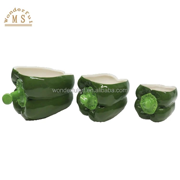 Green pepper dish Shape Holders 3d vegetable Style Kitchen Ceramic cup dish Tableware Set