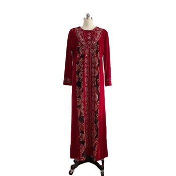 2023 New Design Arab Turkey Islamic Clothing Kaftan Robe Floral Print Rhinestone Patch Abaya Women Muslim Dress Caftan