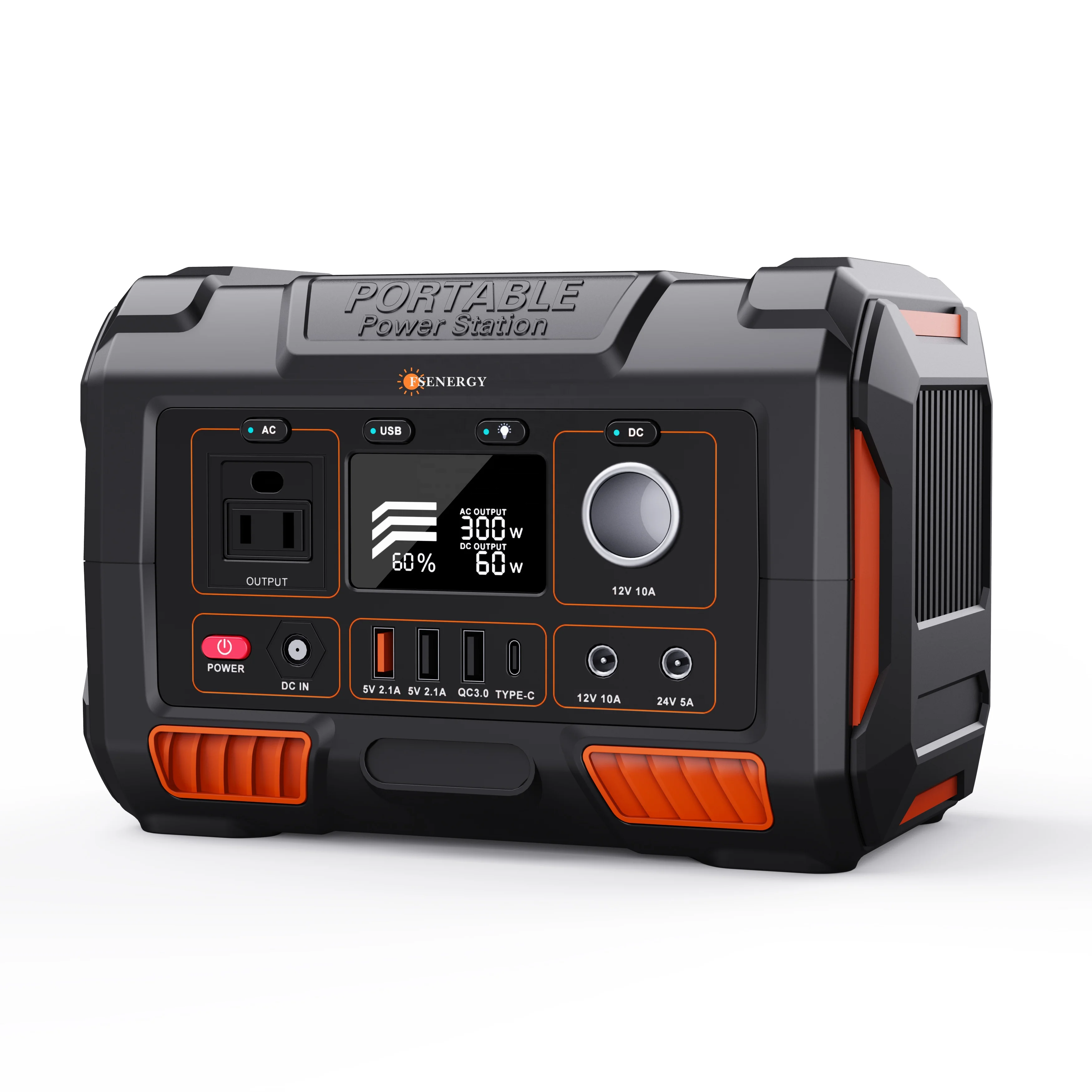 300W 288Wh Outdoor Power Storage Portable Power Station 110V/220V Support Wireless Charging Support Solar Panel LED Attached_1