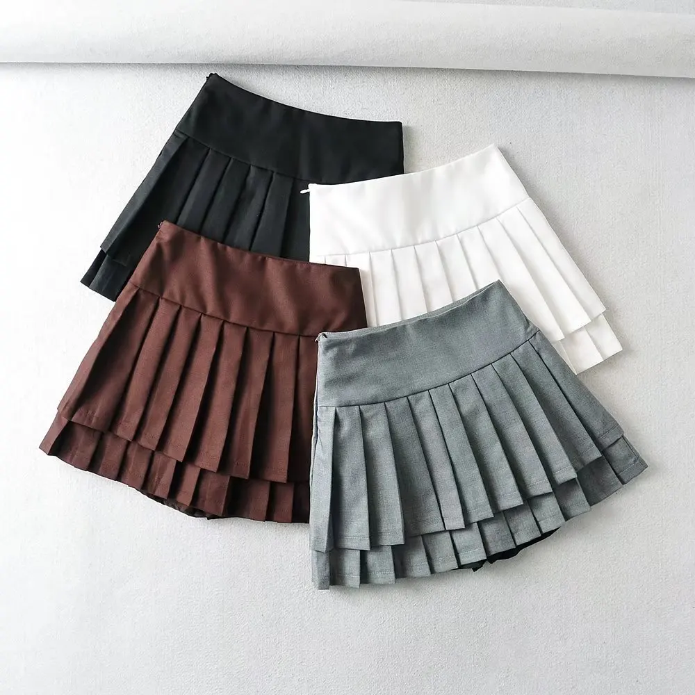 未使用新品タグ付き【FASHIRU】pleated skirt Edgy Pleated Faux Leather Mini Skirt with Belt Details