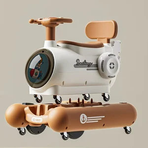 New Style Slide and Electric 2in1 Car 6V4 Electric Split Scooter Kids Ride on Toy Car With Seat Belts