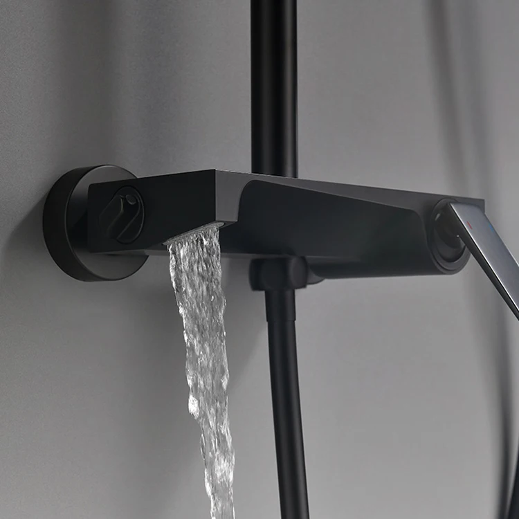 Juego de sistemas de cabezal de ducha tipo lluvia de 3 vías, color negro cromado