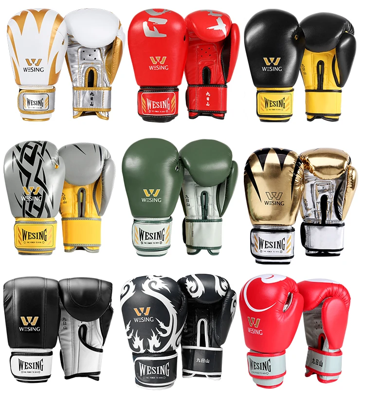 Wesing Black 12oz Boxing Gloves Adult Professional Lace Up Leather