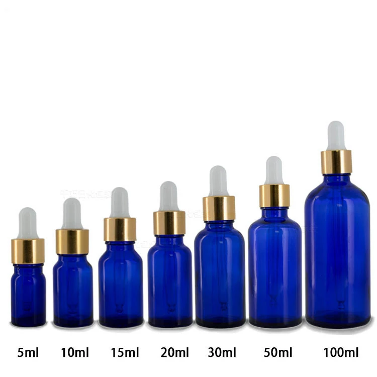 Customized logo 15/20/30/50/100ml Custom Logo Print Frosted Amber Green Blue Glass Dropper Bottle Cosmetic Dripper Bottle Hair O