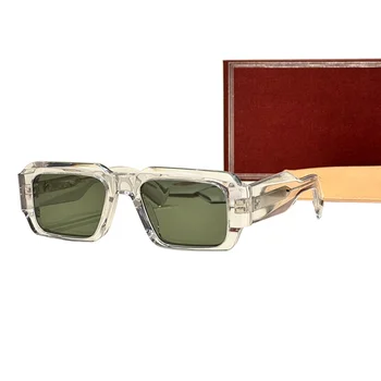 famous brand designer sunglasses for men and women Rectangle OEM ODM UV400 sunglasses retro eyewear clear frame green lenses