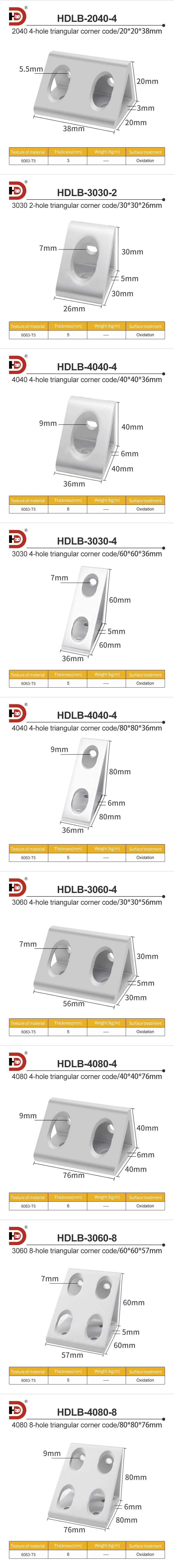 Aluminum Profile 90 Degree Corner Code Connector, Aluminum Alloy 20/30/40 Fixed Right Angle Triangular Corner Accessory manufacture