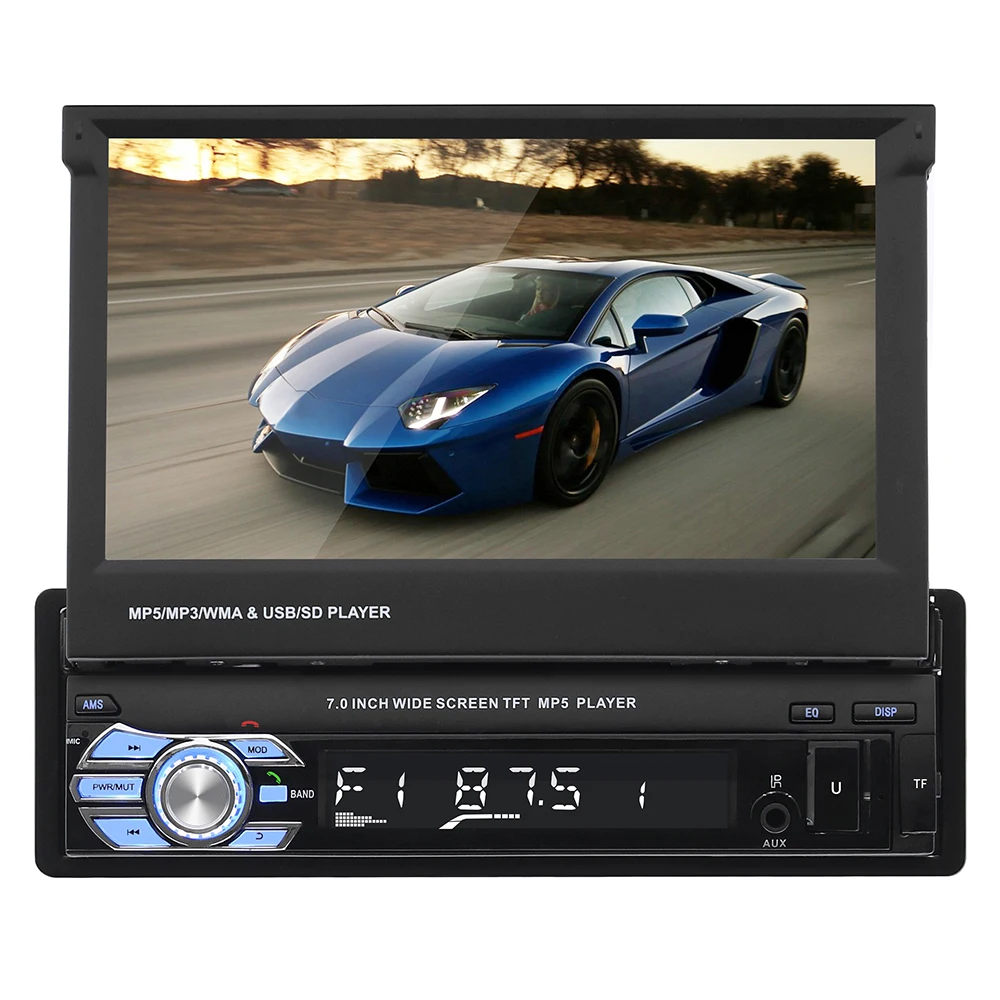 Car Radio Mp5 Player Universal Retractable Screen 1Din 7 Inch Car Radio Mirror Link Android Phone