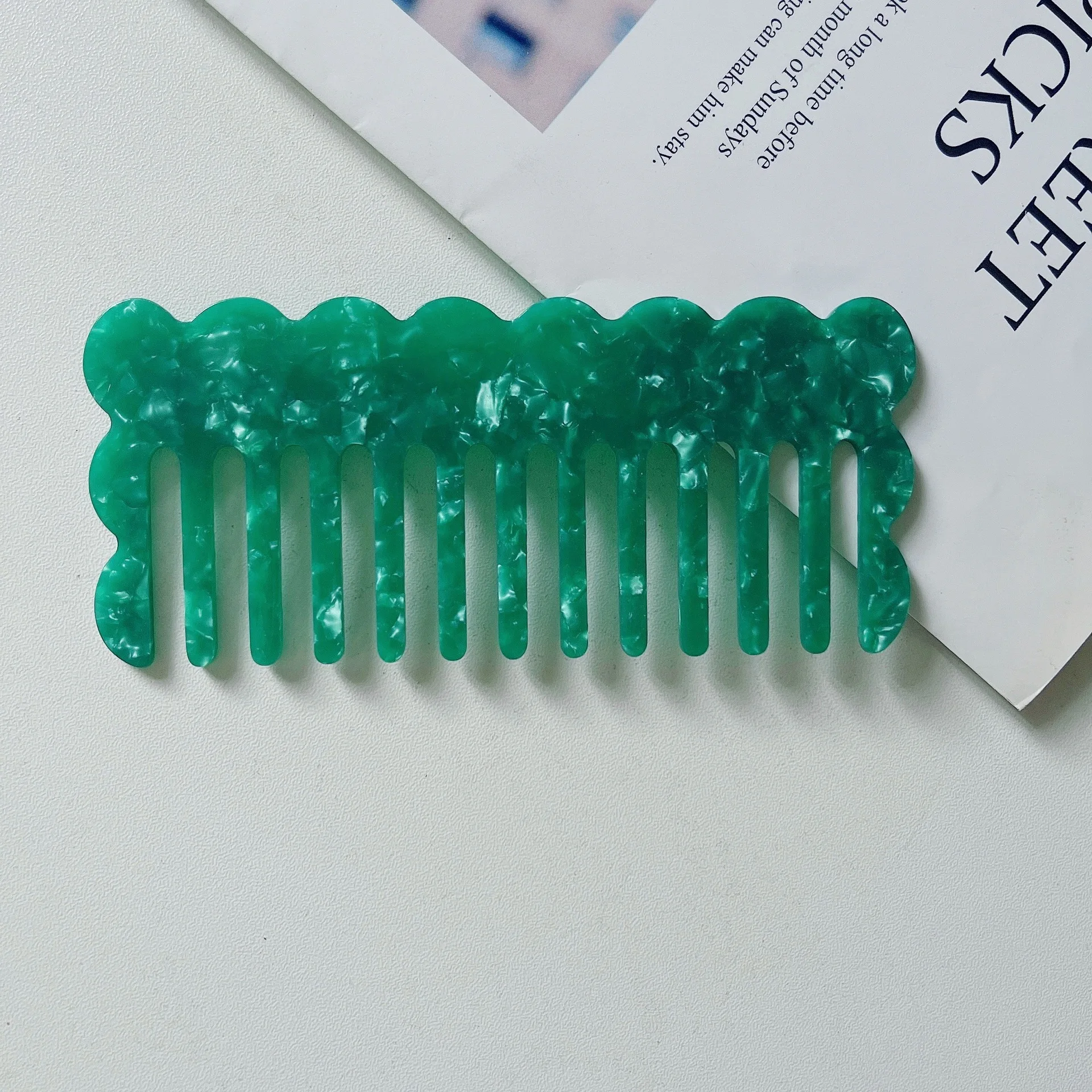 Новый дизайн упаковка с логотипом на заказ аксессуары для волос из высококачественного ацетата Мраморная волна леопардовая расческа