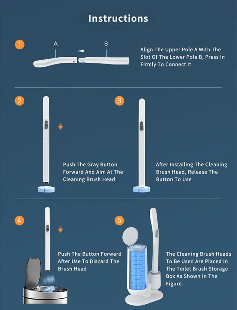 Joybos Toilet Bowl Wand Disposable Toilet Brush With Holder And 10 Wand